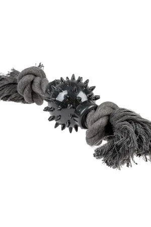 Superprijs Duvo+ Eco Touw 2 Knopen & Rubber Spike Bal 26x6x6 cm Zwart